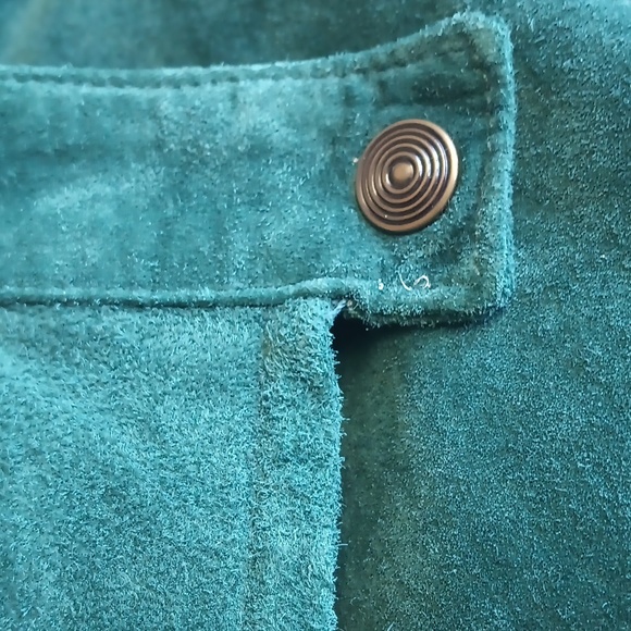 Vintage Global Identity Suede Leather Straight Pencil Skirt Green Women's Sz 5/6 - Picture 12 of 16